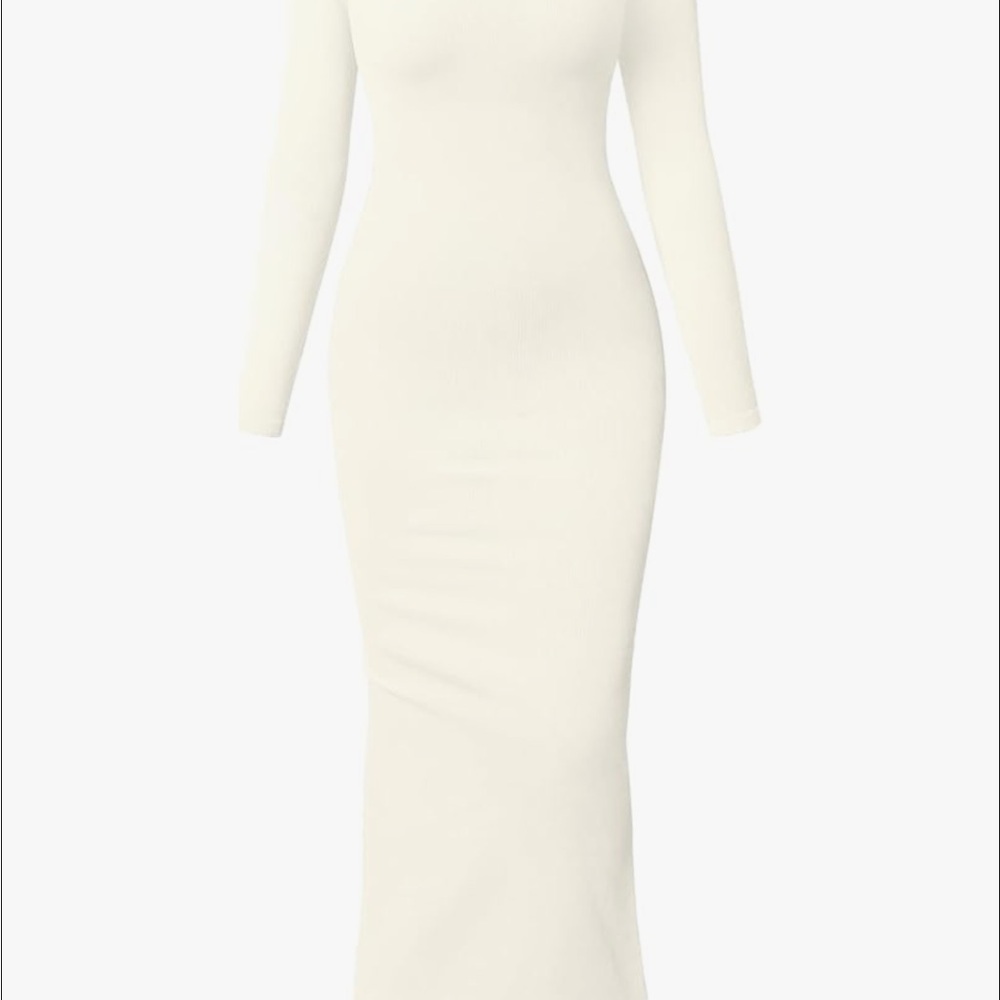 Amazon Women's Elegant Cream Long Sleeve Dress